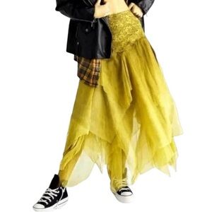 Free People Yellow A-Line Skirt